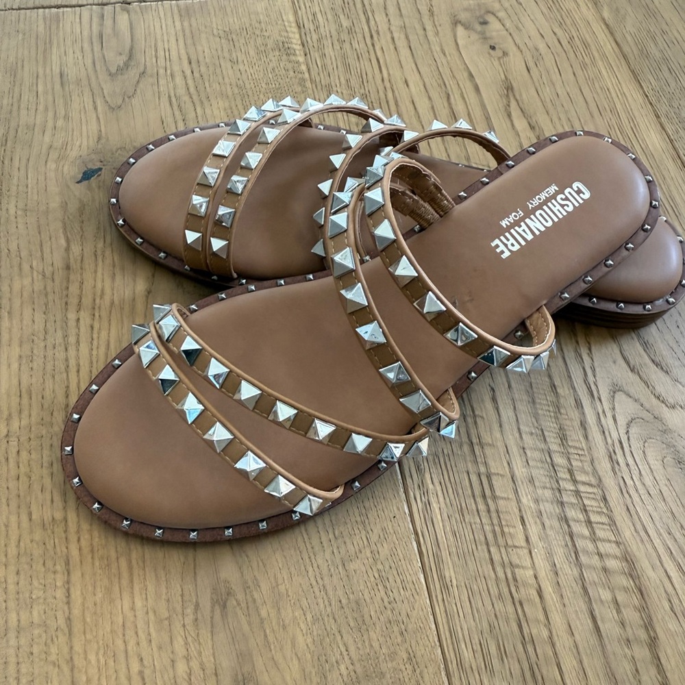 Brown Leather Studded Sandals